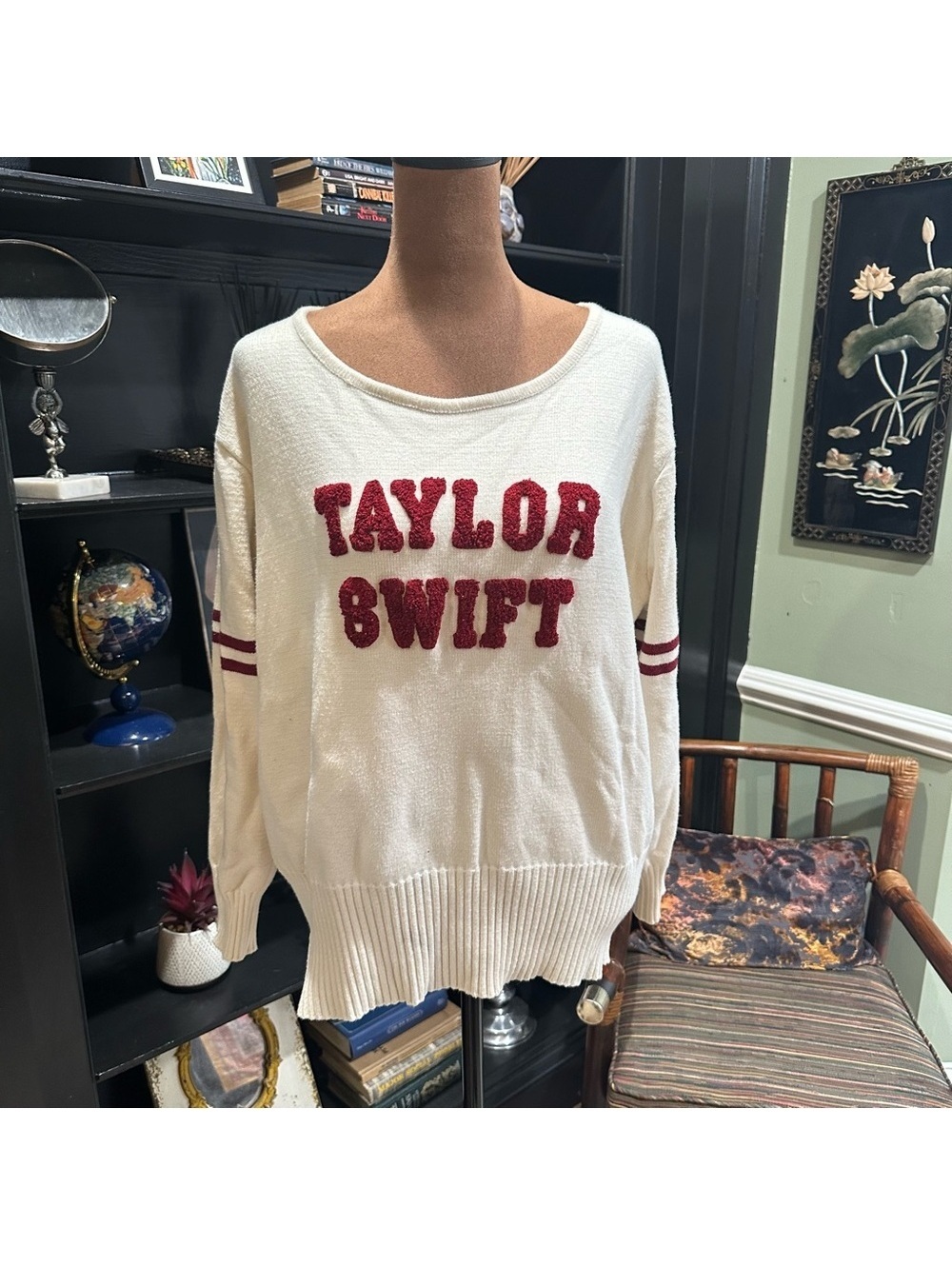 Taylor Swift “Red” Era Varsity Letterman Knit Sweater Size XL